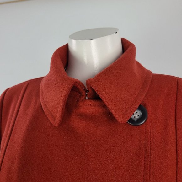 Bob Timberlake Size M Wool Rust Colored Double Breasted Pea Coat - Picture 2 of 16